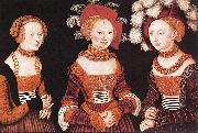 CRANACH, Lucas the Elder Saxon Princesses Sibylla, Emilia and Sidonia dfg Spain oil painting artist